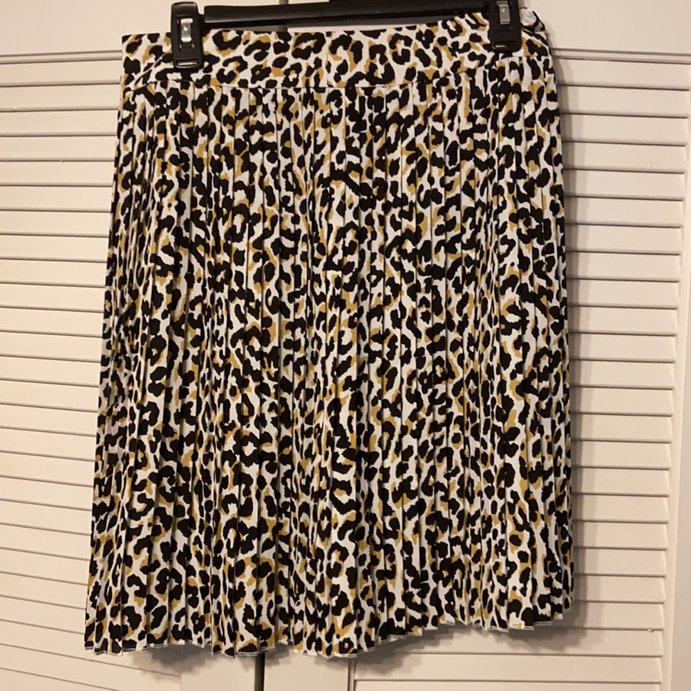 J. Crew animal print pleated skirt